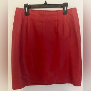 Vintage red leather Henri Bendel skirt